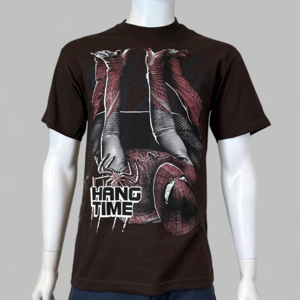 The Amazing Spider-Man Hang Time T-Shirt Mens M Brown Marvel 2012 NWT